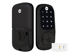 YALE ASSURE KEYED SMART-READY LOCK WITH APEX 146X600 ENTRANCE SET MATT BLACK & SATIN NICKEL