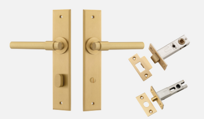 Iver Helsinki  Door Lever 15404 Chamfered Backplate Brushed Brass - Passage ,Privacy & Entrance