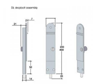 Lohala Centor DL 200mm and 400mm - Dropbolt, low profile, Non-keyed - Natural anodised & Brushed metallic
