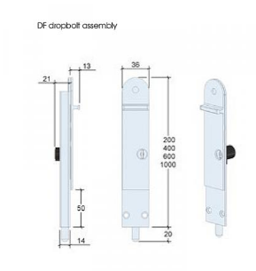 Lohala Centor DF 1000mm Dropbolt Non Locking, Brushed Metallic