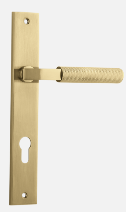 Iver Brunswick Door Lever 16252 Rectangular Backplate Brushed Gold PVD - Passage ,Privacy & Entrance