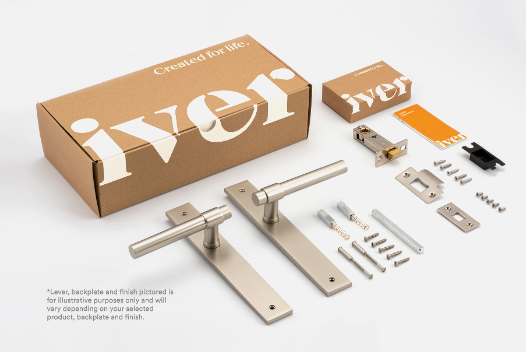 Iver Brunswick Door Lever 16252 Rectangular Backplate Brushed Gold PVD - Passage ,Privacy & Entrance