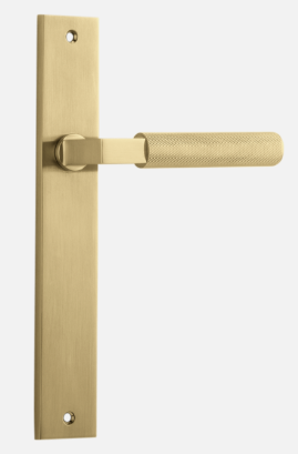 Iver Brunswick Door Lever 16252 Rectangular Backplate Brushed Gold PVD - Passage ,Privacy & Entrance