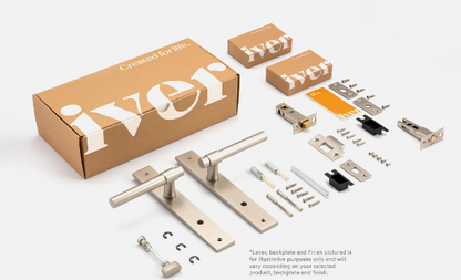 Iver Brunswick Door Lever 16252 Rectangular Backplate Brushed Gold PVD - Passage ,Privacy & Entrance