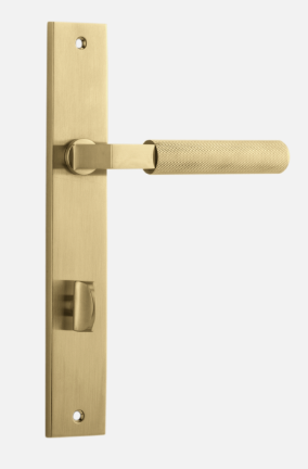 Iver Brunswick Door Lever 16252 Rectangular Backplate Brushed Gold PVD - Passage ,Privacy & Entrance