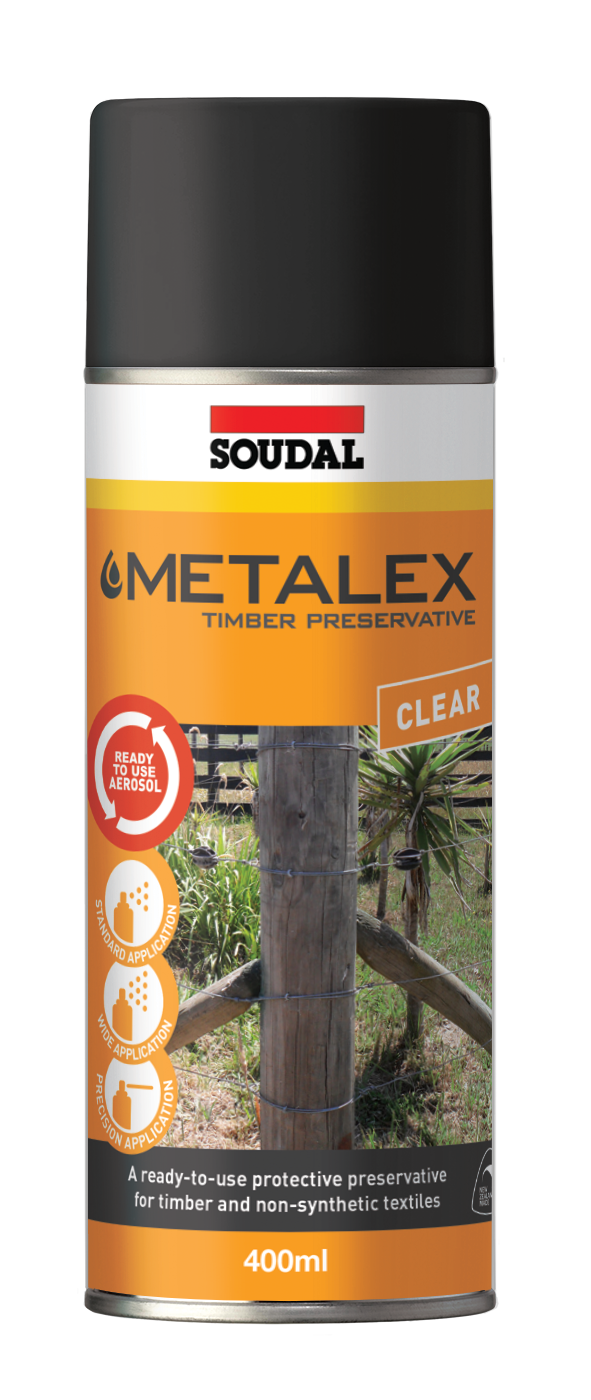 SOUDAL METALEX TIMBER PRESERVATIVE AEROSOL 400ML COLOURS GREEN AND CLEAR  PRICED PER UNIT MINIMUM ORDER QUANTITY 12 UNITS