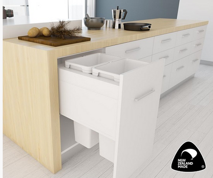 Tanova NZ Bin for LEGRABOX F Drawer - Frame & Buckets 450mm ,500mm and 600mm- Cabinet  – 2 x 20 Litre ,2 x 36 Litre - White