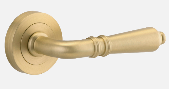 Iver Sarlat Door Lever 16260 Round Rose Backplate Brushed Gold PVD - Passage ,Privacy & Entrance