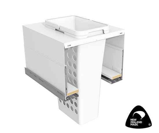 Tanova Designer Series 2 Pull Out Soft Close Push to Open Laundry Basket  450mm Cabinet 1x36L Plastic Hamper White