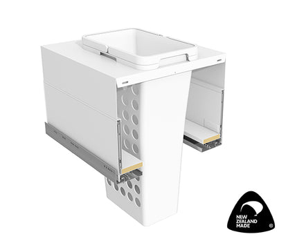 Tanova Designer Series 2 Pull Out Soft Close Push to Open Laundry Basket  450mm Cabinet 1x36L Plastic Hamper White