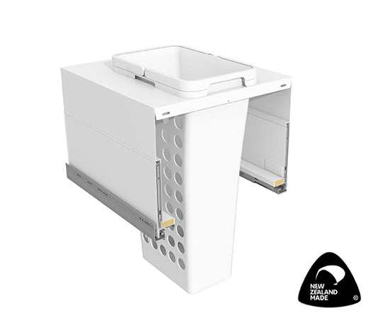Tanova Designer Series 2 Pull Out Soft Close Push to Open Laundry Basket  450mm Cabinet 1x36L Plastic Hamper White