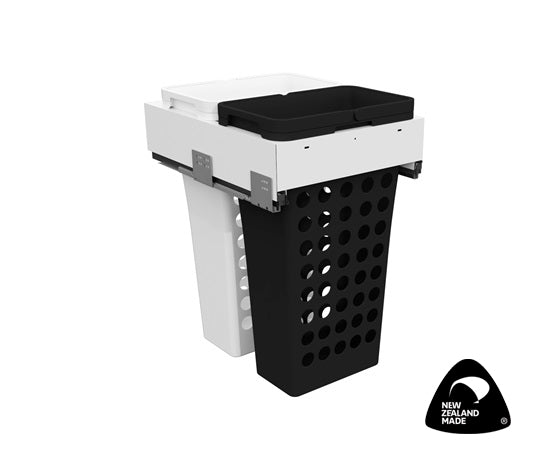 Tanova Simplex  Plus Soft Close Pull Out Laundry Basket 450mm Cabinet 2x36L Plastic Hampers White and White Gray
