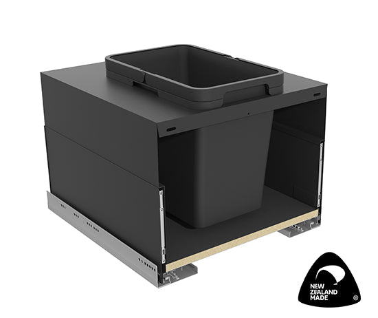 Tanova Designer Series 2 Pull Out Soft Close and Soft Close push to Open Kitchen Waste Bin  450mm 1 Bucket  -White and Charcoal