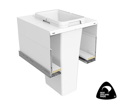 Tanova Designer Series 2 Pull Out Soft Close and Soft Close push to Open Kitchen Waste Bin  450mm 1 Bucket  -White and Charcoal