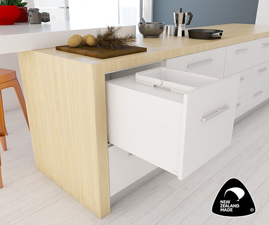 Tanova Designer Series 2 Pull Out Soft Close and Soft Close push to Open Kitchen Waste Bin  450mm 1 Bucket  -White and Charcoal