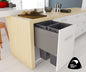 Tanova Designer Series 2 Pull Out Soft Close and Soft Close push to Open Kitchen Waste Bin  450mm 2 Buckets  -White and Charcoal