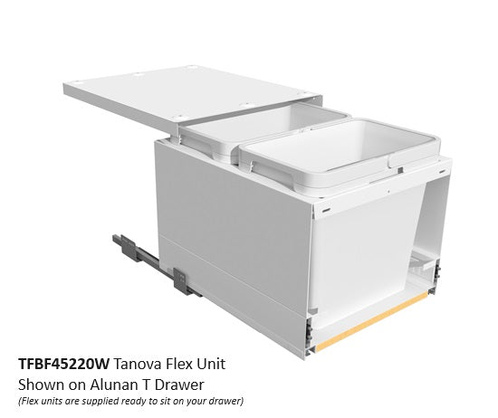 Tanova FLEX Drawer Insert Systems for 450mm Cabinets - 2 Buckets   White and Umbra Grey