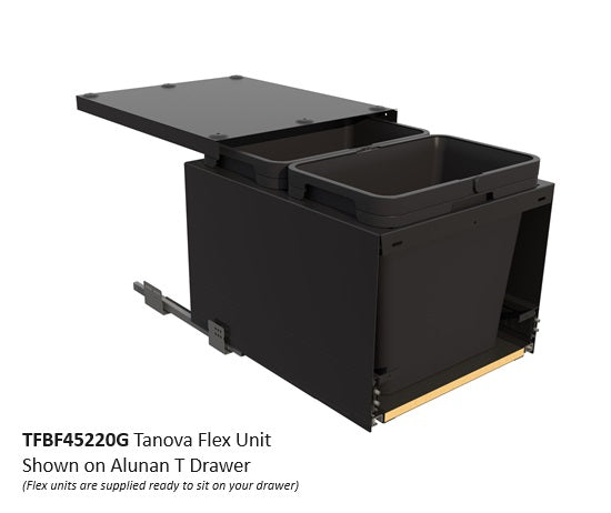 Tanova FLEX Drawer Insert Systems for 450mm Cabinets - 2 Buckets   White and Umbra Grey
