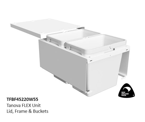 Tanova FLEX Drawer Insert Systems for 450mm Cabinets - 2 Buckets   White and Umbra Grey