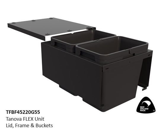 Tanova FLEX Drawer Insert Systems for 450mm Cabinets - 2 Buckets   White and Umbra Grey