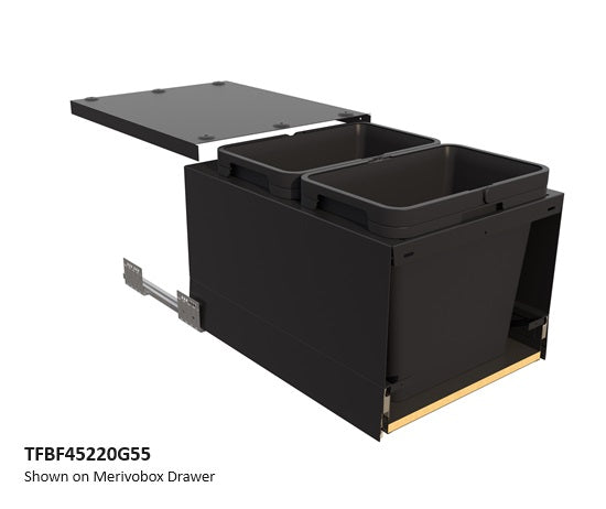 Tanova FLEX Drawer Insert Systems for 450mm Cabinets - 2 Buckets   White and Umbra Grey