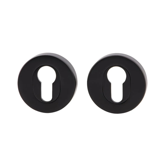 MILES NELSON DOOR HANDLES ROUND AND SQUARE EURO ESCUTCHEON (PAIR) -MATT BLACK,SATIN GRAPHITE,SATIN NICKEL