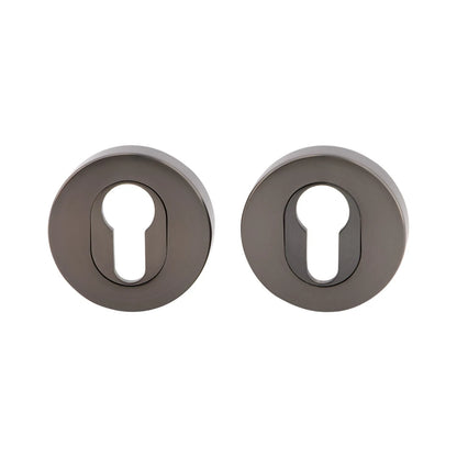 MILES NELSON DOOR HANDLES ROUND AND SQUARE EURO ESCUTCHEON (PAIR) -MATT BLACK,SATIN GRAPHITE,SATIN NICKEL