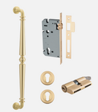 Iver Sarlat Pull Handle 17101 Centre to Centre 450mm Brushed Gold PVD - Pull Handle Single ,Entrance Kit Thumb 5 Pin and Entrance Dual Function 5 Pin