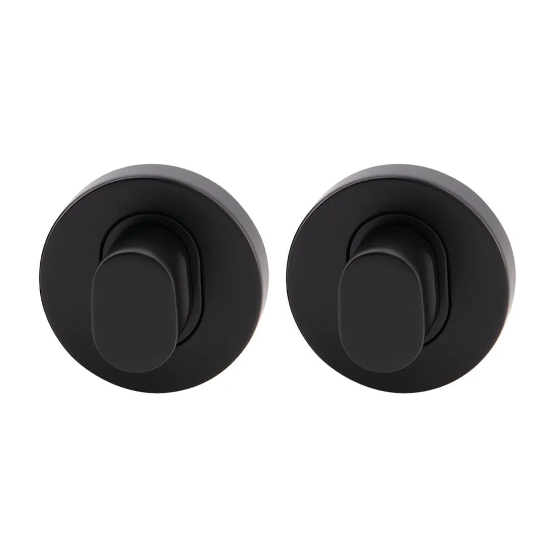 MILES NELSON DOOR HANDLES ROUND DOUBLE PRIVACY TURN O/A DIA 55MM X 10MM (PAIR) - BLACK,SATIN GRAPHITE,SATIN NICKEL