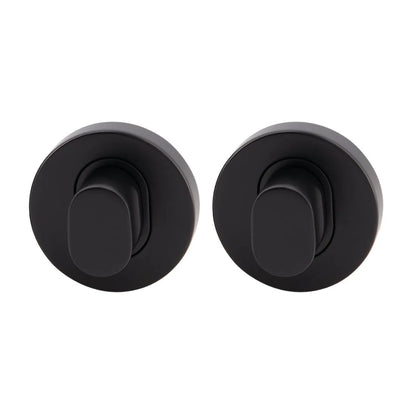 MILES NELSON DOOR HANDLES ROUND DOUBLE PRIVACY TURN O/A DIA 55MM X 10MM (PAIR) - BLACK,SATIN GRAPHITE,SATIN NICKEL