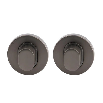MILES NELSON DOOR HANDLES ROUND DOUBLE PRIVACY TURN O/A DIA 55MM X 10MM (PAIR) - BLACK,SATIN GRAPHITE,SATIN NICKEL