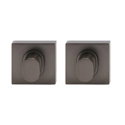 MILES NELSON DOOR HANDLES SQUARE DOUBLE PRIVACY TURN 55MM X 55MM X 10MM (PAIR) - MATT BLACK,SATIN GRAPHITE,SATIN NICKEL