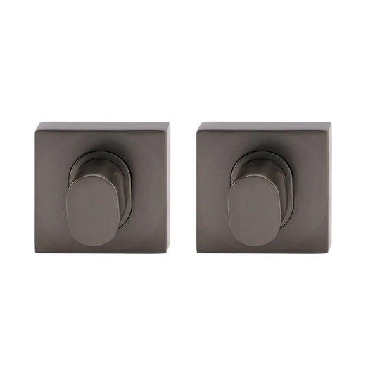 MILES NELSON DOOR HANDLES SQUARE DOUBLE PRIVACY TURN 55MM X 55MM X 10MM (PAIR) - MATT BLACK,SATIN GRAPHITE,SATIN NICKEL