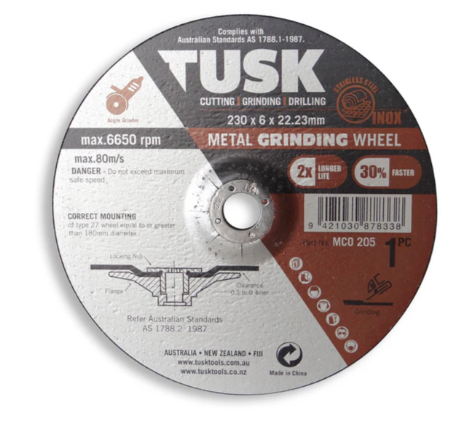 Tusk Heavy Duty Metal Grinding Wheel 105mm x 6 x 16 ,115mm x 6 x 22.23 ,125mm x 6 x 22.23 ,180mm x 6 x 22.23 & 230mm x 6 x 22.23 1pc