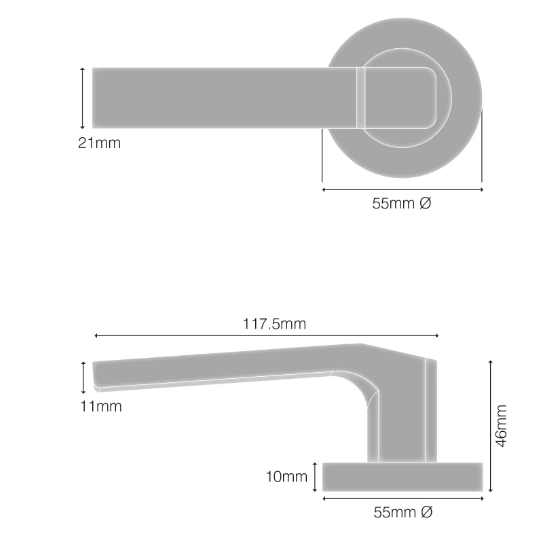 Windsor Premium NZ Astron Qube Dummy Lever Non-handed - Available in 4 Colours : Matt Black ,Brushed Nickel,Powder Coat & Satin Chrome