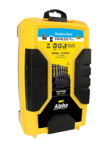 Trucut Heavy Duty Alpha Drill Set Tuff Box Drill Case ,Cobalt ,Gold Series ,Stainless Plus & Silver Series Metric 1-13mm