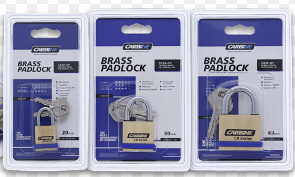 Carbine Australia Brass Padlock With Hardened Shackle - Nylon Bumper Protector Finish Brass