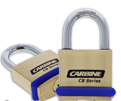 Carbine Australia Brass Padlock With Hardened Shackle - Nylon Bumper Protector Finish Brass