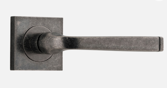 Iver Annecy Door Lever 0397 Square Rose Distressed Nickel - Passage ,Privacy & Entrance