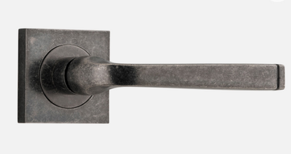 Iver Annecy Door Lever 0397 Square Rose Distressed Nickel - Passage ,Privacy & Entrance