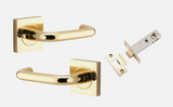 Iver Oslo Door Lever 20360 Square Rose Backplate Polished Brass - Passage and Privacy