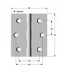 Lohala Hinge Brass 75mm x 63mm x 2.5mm Fixed Pin - Available in 4 Colours : Brushed Nickel ,Bronze ,Polished Lacquered & Satin Chrome