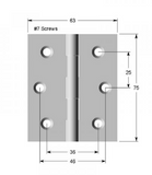 Lohala Hinge Brass 75mm x 63mm x 2.5mm Fixed Pin - Available in 4 Colours : Brushed Nickel ,Bronze ,Polished Lacquered & Satin Chrome