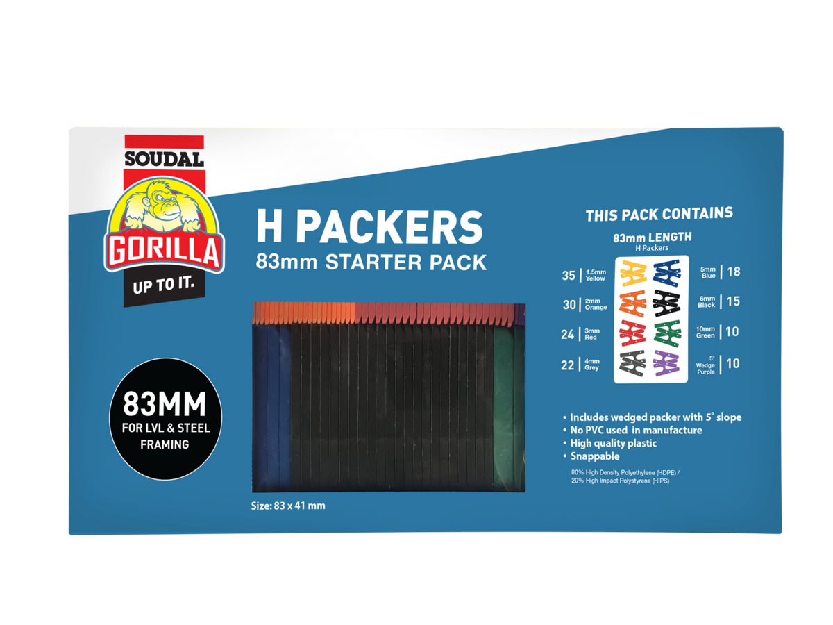 SOUDAL GORILLA H PACKER STARTER PACK 83MM ASSORTED COLOURS -  PRICED PER UNIT - MINIMUM ORDER QUANTITY 10 UNITS