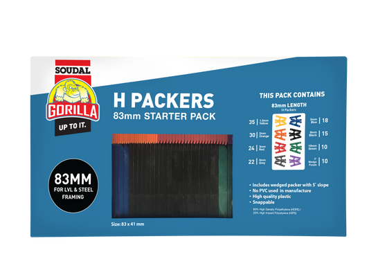 SOUDAL GORILLA H PACKER STARTER PACK 83MM ASSORTED COLOURS -  PRICED PER UNIT - MINIMUM ORDER QUANTITY 10 UNITS