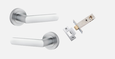 Iver Osaka Door Lever 20775 Round Rose Backplate Brushed Chrome - Passage ,Privacy & Entrance
