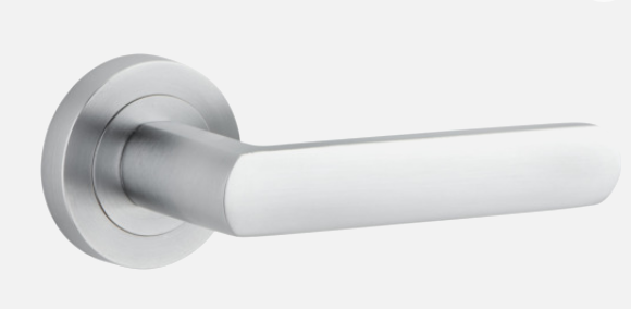 Iver Osaka Door Lever 20775 Round Rose Backplate Brushed Chrome - Passage ,Privacy & Entrance