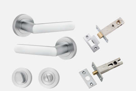 Iver Osaka Door Lever 20775 Round Rose Backplate Brushed Chrome - Passage ,Privacy & Entrance