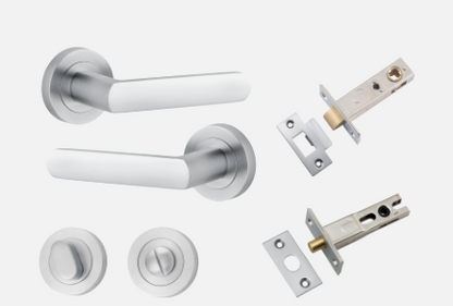 Iver Osaka Door Lever 20775 Round Rose Backplate Brushed Chrome - Passage ,Privacy & Entrance