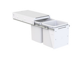 Hideaway Waste Bin ,Hideaway Deluxe Range, 2 x 15 Litres Bucket , Width 340mm x Height 624mm  x Depth 417mm Door Pull - Arctic White ( Available in 3 Sizes : 1 x 50 Ltr ,2 x 15 Ltr ,2 x 20 Ltr )